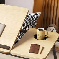Table d'ordinateur portable pliable en bois réglable en hauteur, bureau portable pour la maison, le bureau, le travail, l'étude, la chambre à coucher, le dortoir