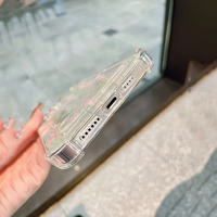Étui transparent pour téléphone portable avec impression de feuilles de fleurs printanières pour iPhone 16 14 13 18 Pro Max Coque arrière transparente