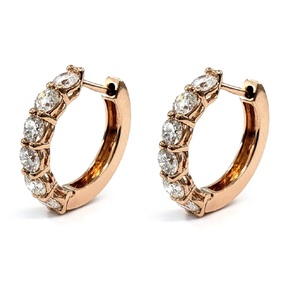 Fournisseur de Hong Kong Boucles d'oreilles créoles tendance pour femme en or rose 18K avec diamant naturel VS taille brillant de haute qualité - Product Image 1