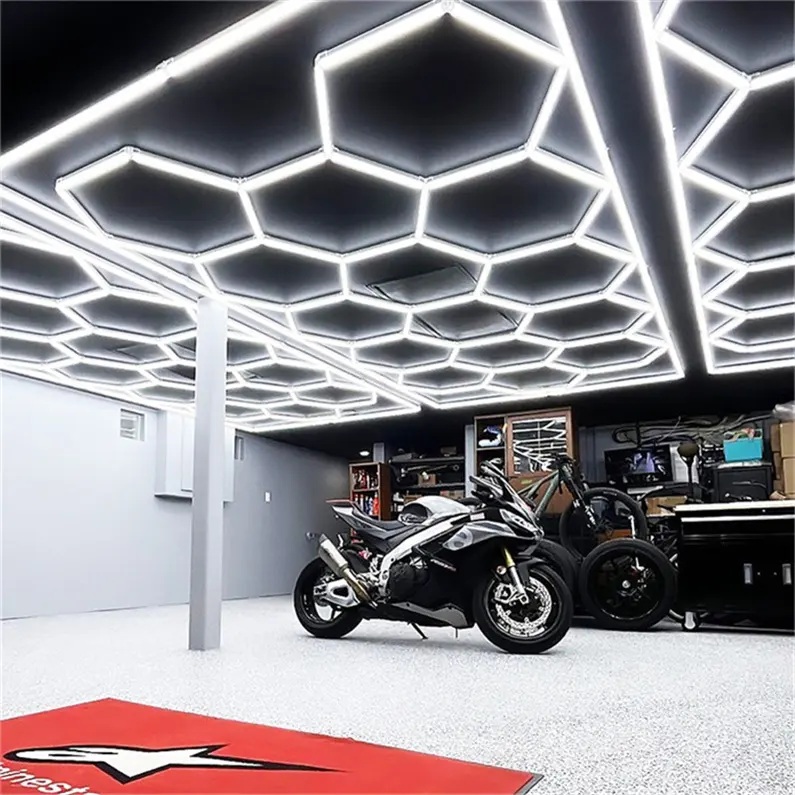 Nieuw Ontwerp Zeshoekige Led Licht Eenvoudig Installatie Garage Hexagon Verlichting Auto Detaillering Lichten