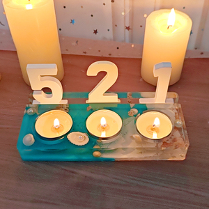 DM1018 <span class=keywords><strong>Moule</strong></span> en silicone pour bougeoirs en résine et supports de bougies en plâtre, motifs Noël, château, citrouille, anniversaire, à insérer - Product Image 5