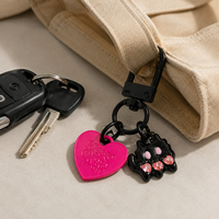 Porte-clés en alliage motif chat, poisson et cœur, mignon et tendance, breloques métalliques DIY, pendentif de sac, sangles de téléphone, cadeaux pour couples, étudiants, amis, enfants