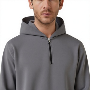 Custom Men's Heavyweight Half Zip Hoodie Oversized Pullover Cotton Fleece Hoodie with Kangaroo Pocket OEM ODM - Product Image 2