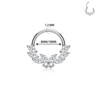 En gros, Anneau de septum articulé, boucle d'oreille clicker pour hélix, en Titane G23 ASTM F136 avec Zircon Marquise, Bijoux de piercing corporel de qualité