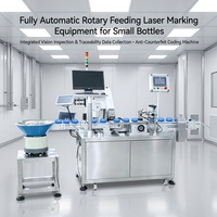 Machine de codage laser pour flacons avec traçabilité anti-contrefaçon, alimentation rotative automatique, inspection et collecte de données, marquage laser