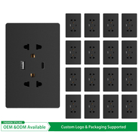 Enchufe de Pared sin Marco de Diseño Moderno con Interruptores, Puerto USB Tipo C de 110-250V 3.1A, Material de PC Duradero, Estándar Americano para el Hogar