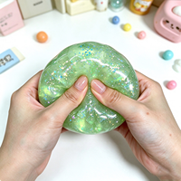 Lot de 90g de slime cristallin croustillant, boule de 7cm, jouet sensoriel anti-stress à presser avec paillettes, boîte de présentation de 12 pièces
