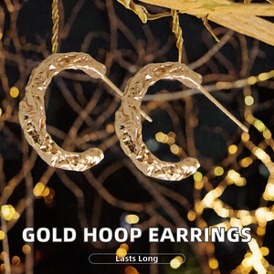 Trendy 925 Sterling <b>Silver</b> Plated Geometric Circular <b>Huggie</b> Hoop <b>Earrings</b> Unique Minimalist Luxury Environmental Friendly - Product Image 2