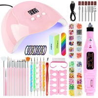 Kit complet de nail art avec lampe UV LED et perceuse électrique pour ongles, ensemble de manucure, 15 pinceaux, accessoires pailletés pour la maison et le salon