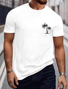 เสื้อยืดผู้ชายลายกราฟิกถักนิตติ้ง โลโก้แบบกำหนดเอง แขนสั้น คอกลม ใส่สบาย ระบายอากาศดี ดีไซน์ 3 มิติ เหมาะสำหรับใส่ไปเที่ยวทะเลในฤดูร้อน - Product Image 6