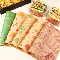 Kertas Pembungkus Berlapis Silikon Anti Minyak Ramah Lingkungan, Dapat Disesuaikan, Food Grade, Logo Kustom untuk Kemasan Sandwich, Sushi, dan Kue