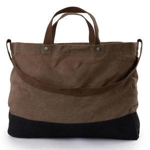 Vente en gros de sacs à main unisexes en toile de coton extra large décontractés vintage sacs cabas avec fermeture éclair et léger pour le transport du bois de chauffage - Product Image 2