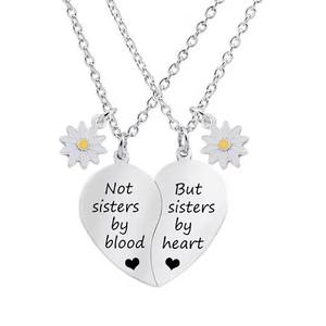 Collar a juego <span class=keywords><strong>de</strong></span> corazón <span class=keywords><strong>de</strong></span> acero inoxidable <span class=keywords><strong>de</strong></span> 2 uds para mejores amigos Daisy Charm Not Sisters by Blood collares joyería <span class=keywords><strong>de</strong></span> amistad - Product Image 5