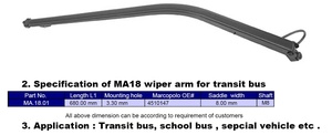 MA-18 Radial limpiaparabrisas brazo 4510147 para autobús de transporte Marcopolo entrenador autobús escolar de 8,00mm de ancho - Product Image 3