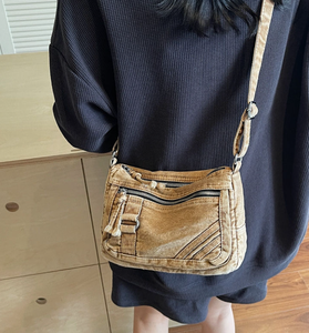 Bolso de hombro de lona vaquera grande con diseño personalizado, bolso cruzado vaquero informal, bolso de moda con cremallera, bolso de compras para mujer - Product Image 6