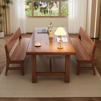 Mesa de estudio grande de madera maciza para oficina en color nogal engrosada y ensanchada, para varias personas, hogar, sala de estar, oficina, escritorio de ordenador