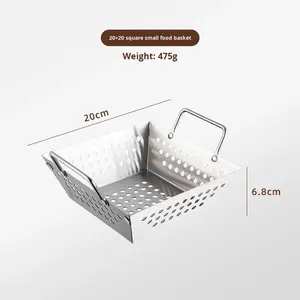 Panier de cuisson en acier inoxydable grand format, antiadhésif, compatible lave-vaisselle, avec poignée, pour légumes, fruits de mer, brochettes, camping en plein air, barbecue - Product Image 6