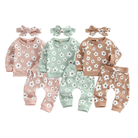 Ensemble de jogging gaufré personnalisé pour bébés et enfants doux et respirant en coton gaufré à imprimé floral pour vêtements d'été pour bébé