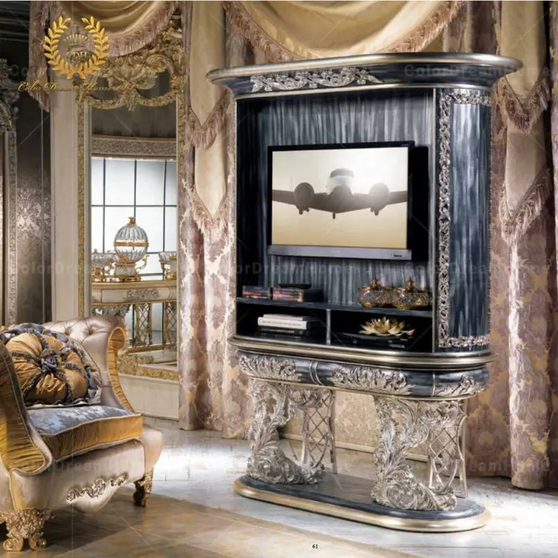 France Handmade Wood Carving Tv Stands In India Living Room