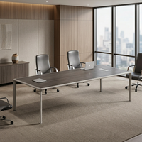 Table de conférence extensible moderne en bois avec gestion des câbles et pieds métalliques robustes pour bureaux, salles de réunion, hôtels, écoles, formations