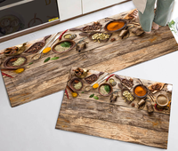Tapis de sol géométrique en velours cristal à poils ras de 6-7 mm d'épaisseur, tapis de cuisine moderne antidérapant
