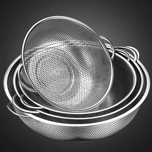Ensemble de passoires en acier inoxydable de haute qualité avec panier à mailles fines pour évier, idéal pour le riz et les aliments, avec poignée - Product Image 1