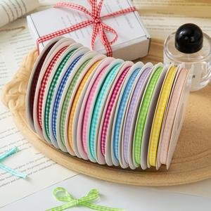 Ruban en satin à double face à carreaux de 6 mm en gros pour vêtements, cadeaux, emballage de gâteaux, accessoires pour cheveux DIY, écologique pour les festivals - Product Image 1