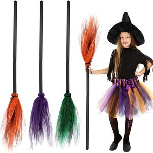 Balai de sorcière miniature détachable de 90 cm en gaze, accessoire de cosplay pour fête, décoration d'Halloween et de fêtes - Product Image 1