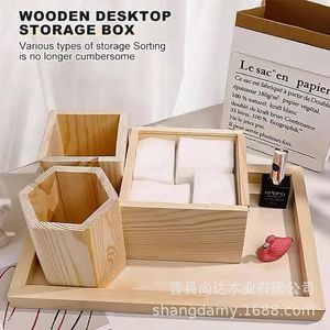 Wooden Japanese-style nail tool storage <b>box</b>, dust brush, <b>pen</b> holder, wooden tray, desktop solid wood storage plate - Product Image 4