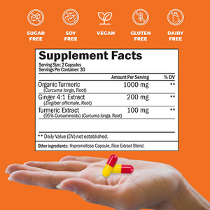Nouveauté : capsules de curcuma, soutient la santé du système digestif pour les hommes et les femmes, extraits de plantes de curcuma biologiques - Product Image 3