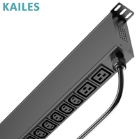 KAILES (KLS) Série PDU de base Standard 19 pouces 1U Monophasé 32A Modèle K22 8 prises Usage industriel Distribution d'alimentation personnalisée