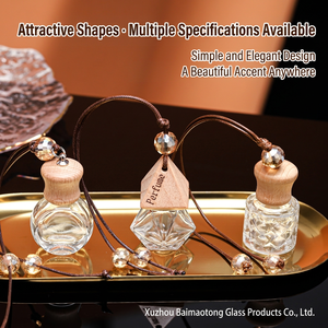 Diffuseur de voiture en verre transparent, flacon pour huiles essentielles, porte-parfum aromatique avec bouchon en bois - Product Image 3
