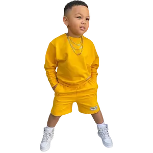 Nieuwe Trendy Ontwerpers Kinderkleding Jongen Meisje 2 Stuk Fleece Shorts Sweatsuit Outfits Casual Kids Kleding