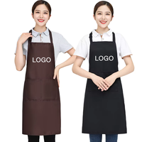 Vente en gros de tabliers à bretelles sans manches avec logo personnalisé vêtements de travail pour cuisine coréenne en coton/polyester imperméable à l'huile