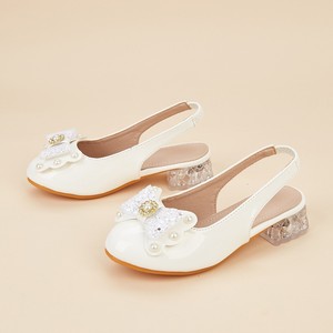 Sandalias de tacón alto con lazo blanco para niñas, estilo princesa, para fiestas y bodas, recién llegadas, zapatos de cristal para niñas, para cumpleaños y espectáculos. - Product Image 4