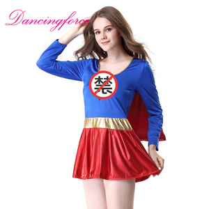 Disfraz de <span class=keywords><strong>Supergirl</strong></span> Tallas S-XXL, Vestido Corto con Capa de Manga Larga, Traje para Actuaciones en Escenario, Disfraz de Halloween para Juego de Roles - Product Image 2