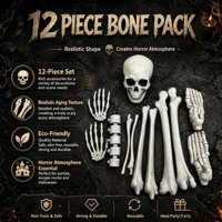 Corps humain réaliste d'Halloween avec 12 os, ensemble pour décoration de maison hantée, salle secrète, bar