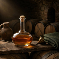Carafe à whisky classique en verre de 500 ml avec couvercle, bouteille à spiritueux en verre de 750 ml en forme de vase classique, carafe à liqueur de luxe côtelée