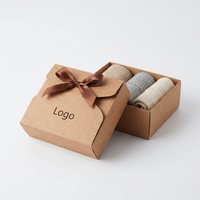 Boîte d'emballage cadeau pour chaussettes en gros, recyclable, en carton kraft, avec tiroir, finition mate, pour usine de vêtements
