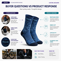 Chaussettes de sport en jacquard ODM pour le cyclisme, pour les collections de merchandising de cyclisme avec des programmes d'achat en gros