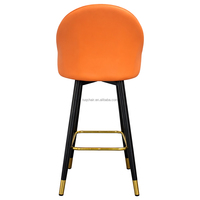 Tabouret de bar moderne réglable en hauteur, orange, en cuir PU, avec repose-pieds, pour îlot de cuisine, bar à domicile