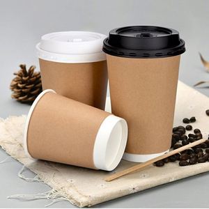 แก้วกาแฟกระดาษแบบใช้แล้วทิ้งพิมพ์โลโก้ได้ ขนาด 8/10/12/20 ออนซ์ แก้วสองชั้นสำหรับกาแฟเอสเปรสโซ ชานม และงานแต่งงาน - Product Image 4
