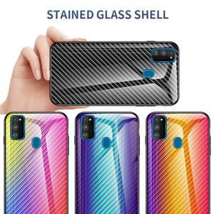 Coque de téléphone Samsung en <span class=keywords><strong>verre</strong></span> <span class=keywords><strong>trempé</strong></span>, étui en fibre de carbone, <span class=keywords><strong>motif</strong></span> dégradé de couleur, antichoc, pour Galaxy M30s - Product Image 6
