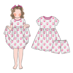 Conjunto de Vestido de Manga Corta con Estampado de Cerezas y Pantalones Cortos para Niñas Pequeñas, Nuevo Modelo, Diseño Moderno y Personalizado - Product Image 6