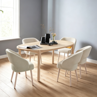 Ensemble de table à manger ronde nordique avec 4 chaises rembourrées, table de cuisine avec pieds en bois massif pour petit appartement, meubles de maison
