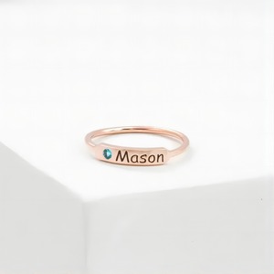 Bague personnalisée romantique en argent sterling, or rose, cadeau pour nouvelle maman, bague avec nom et pierre de naissance pour femme, idée cadeau bijoux - Product Image 2