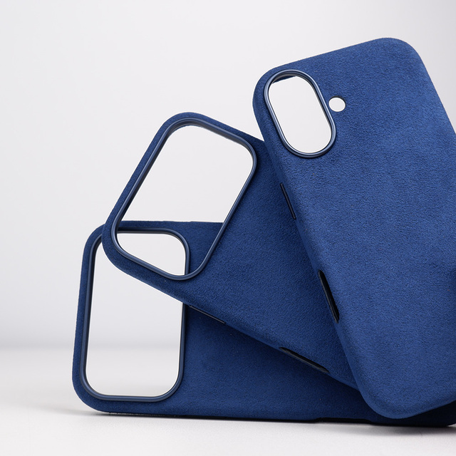 Customer Alcantara Material Blue Luxury Genuine Leather Phone Case Suitable for iPhone 17 Pro Max