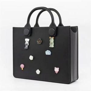 女性ソリッドカラー <span class=keywords><strong>EVA</strong></span> トートバッグレディースカジュアルハンドバッグ 2 つのハンドルオープン開閉防水再利用可能なショッピング旅行ビーチバッグ - Product Image 2