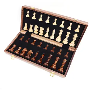 Хит продаж, Высококачественная большая Деревянная шахматная игра, смешной набор со Складной Роскошной шахматной коробкой, доска для детей и взрослых