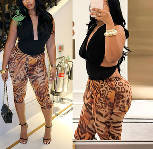 Nuova estate due pezzi Set di abbigliamento da <span class=keywords><strong>donna</strong></span> con top allacciati senza schienale con stampa leopardata floreale <span class=keywords><strong>pantaloni</strong></span> 2 pezzi completo <span class=keywords><strong>donna</strong></span> - Product Image 1